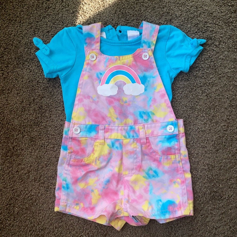 NWOT Rainbow overall set